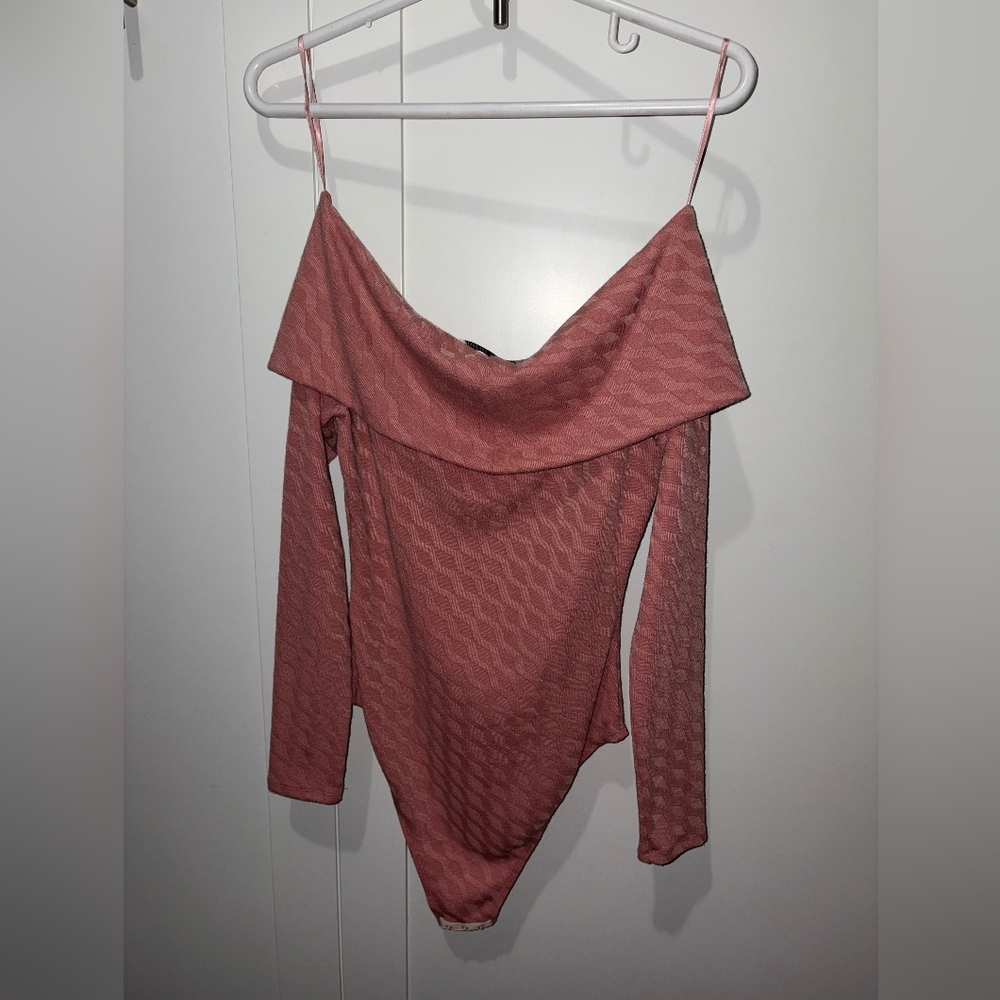 Off-Shoulder Long Sleeve Bodysuit - Dusty Rose